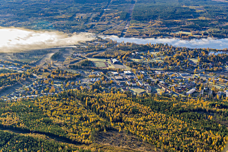 Flygfoto över Ånge drönarbilder, drönarfoto, flygbild, flygbilder, Flygfoto, flygfoton, höst, Medelpad, samhällen, Ånge