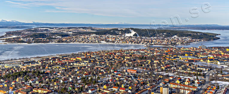 Flygfoto över Östersund drönarbilder, drönarfoto, flygbild, flygbilder, Flygfoto, flygfoton, Frösön, Jämtland, städer, vinter, Östersund
