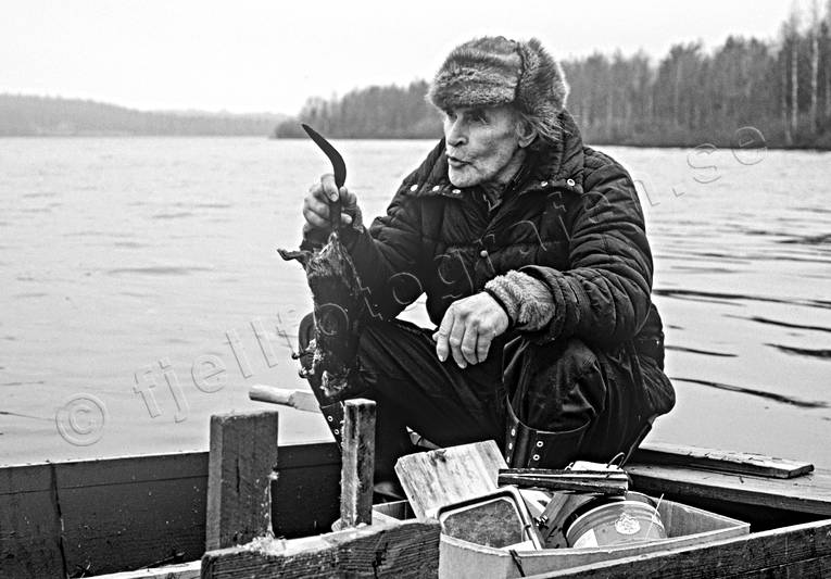 Fångstman med bisam bergstrand, bisam, bisamfångst, bisamjakt, fångst, jakt, jägare, trappern, trappern Bergstrand