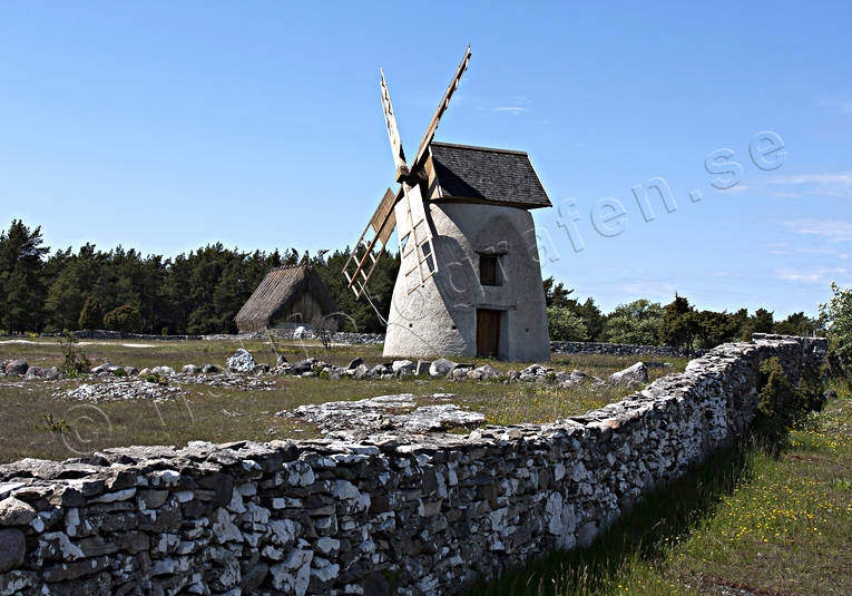 byggnader, forntid, Fr, Gotland, Landskap, natur, sommar, stenmur, Vderkvarn, rstider