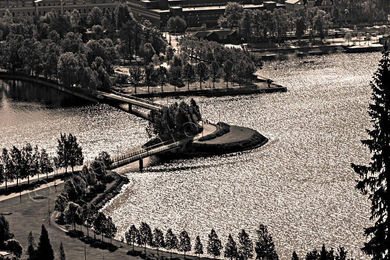 Gångbron Östersund byggnationer, frösöbron, gångbro, Jämtland, Storsjön, städer, svartvitt, Östersund