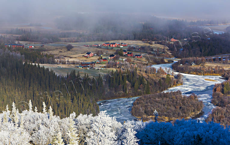 byggnader, dimfrost, grdar, Handl by, Handlan, hst, Jmtland, stuga, stugor