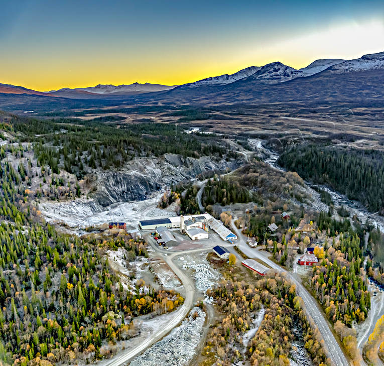 Handöls Täljstensbrott anläggningar, drönarbild, drönarbilder, drönarfoto, flygbild, flygbilder, Flygfoto, flygfoton, Handäl, Handölan, höst, Jämtland, Landskap, stenbrott, stenhuggeri, täljsten, täljstensfabriken