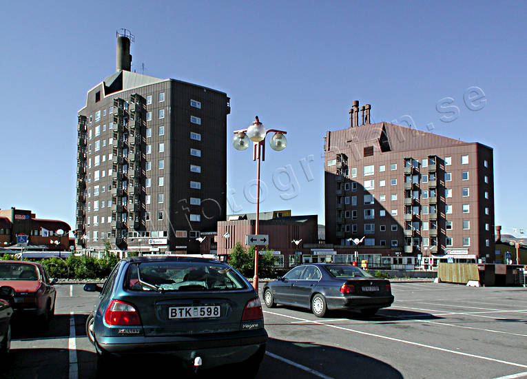 höghus, Kiruna, lappland, samhälle, samhällen, torget