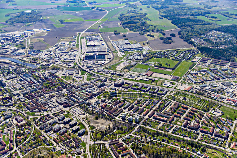 Köping Flygfoto drönarbilder, drönarfoto, flygbild, flygbilder, Flygfoto, flygfoton, Köping, städer, vår, Västmanland