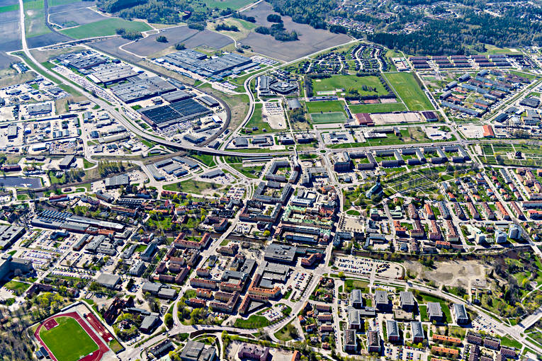 Köping Flygfoto drönarbilder, drönarfoto, flygbild, flygbilder, Flygfoto, flygfoton, Köping, städer, vår, Västmanland