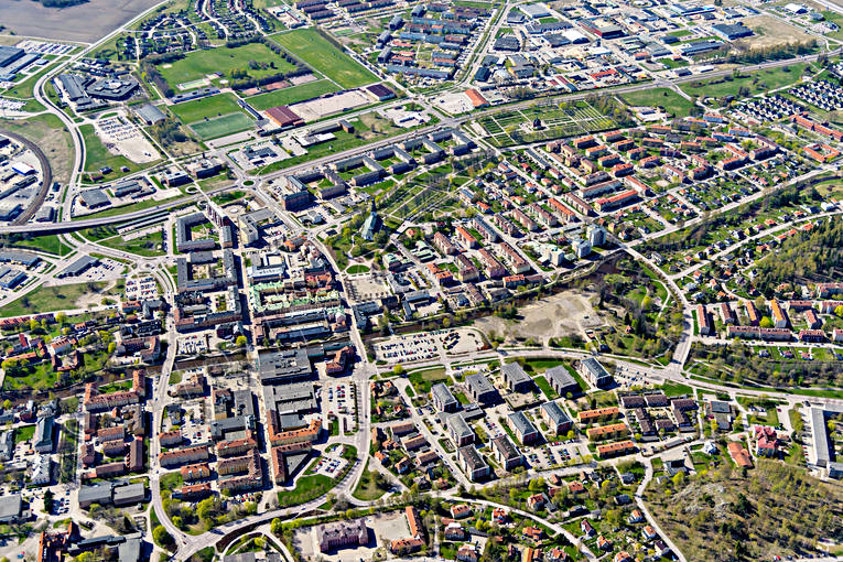 Köping Flygfoto drönarbilder, drönarfoto, flygbild, flygbilder, Flygfoto, flygfoton, Köping, städer, vår, Västmanland
