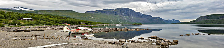Langas vid Saltoluokta flyg, kommunikationer, kraftverksdamm, Landskap, Langas, lappland, magasin, nationalpark, nationalparker, panorama, saltoluokta, sjöflyg, sommar, Stora Sjöfallet, vattenmagasin