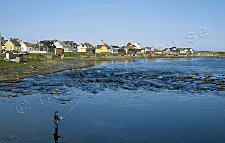 Laxfiskare vid skallelv fiske, laxfiske, Norge, Skallelv, sportfiske