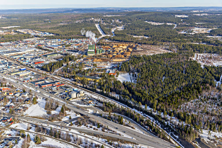 Lugnvik Östersund Flygfoto drönarbilder, drönarfoto, flygbild, flygbilder, Flygfoto, flygfoton, Jämtland, Lugnvik, städer, vinter, värmeverket, Östersund