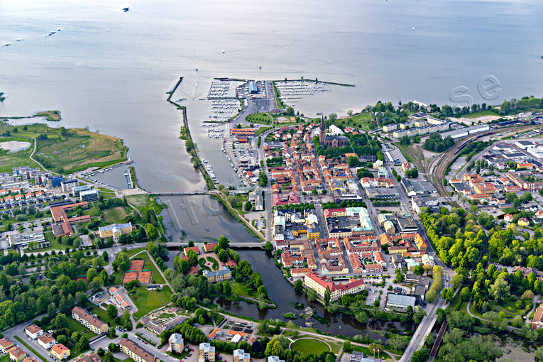 Mariestad Vänern Flygfoto drönarbilder, drönarfoto, flygbild, flygbilder, Flygfoto, flygfoton, Mariestad, sommar, städer, Vänern, Västergötland
