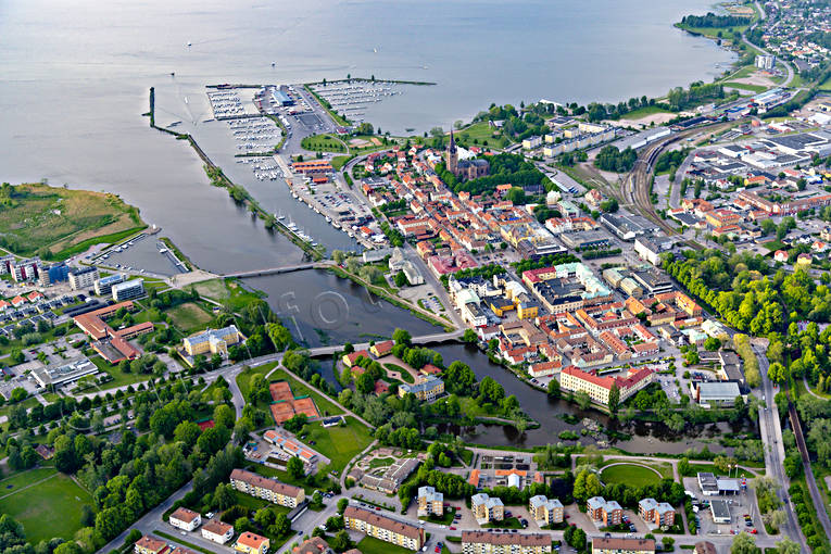 Mariestad Vänern Flygfoto drönarbilder, flygbilder, Flygfoto, Mariestad, sommar, städer, Vänern, Västergötland