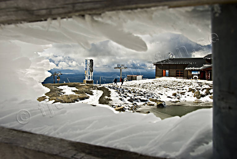 Nedisning snöstaket vid gondolen gondol, Jämtland, lift, nedisning, samhällen, snöstaket, Åre, Åreskutan