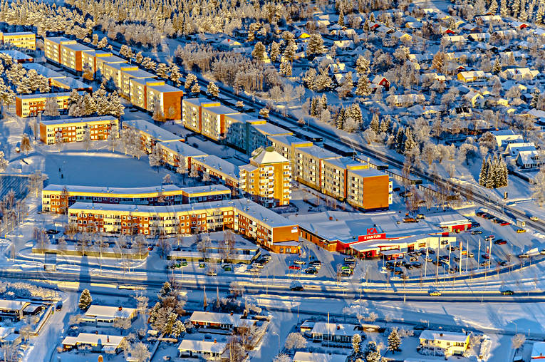 Odensala Östersund Flygfoto drönarbilder, drönarfoto, flygbild, flygbilder, Flygfoto, flygfoton, ICA Kvantum, Jämtland, Landskap, Odensala, städer, vinter, Östersund