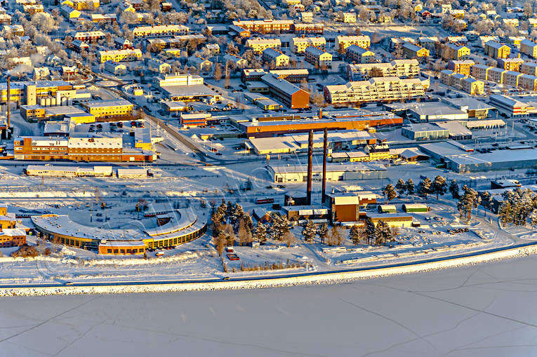 Odensvik Östersund Flygfoto anläggningar, drönarbilder, drönarfoto, flygbild, flygbilder, Flygfoto, flygfoton, Jämtland, järnväg, kommunikationer, landfart, lokstallar, Odensvik, städer, vinter, Östersund