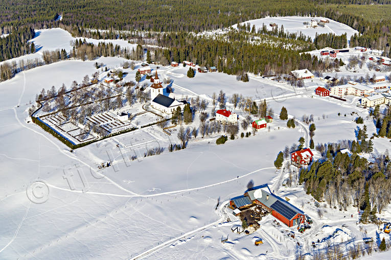 Offerdals Kyrka Flygfoto byar, drönarbilder, drönarfoto, flygbild, flygbilder, Flygfoto, flygfoton, Jämtland, kyrka, kyrkor, Offerdal, samhällen, vinter, änge