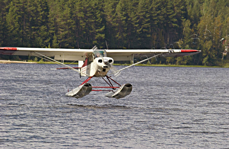 Piper Super Cub landar Cub, fjöflyg, flyg, kommunikationer, landar, landning, luftfart, Piper, sjöflyg, sjöflygplan, super