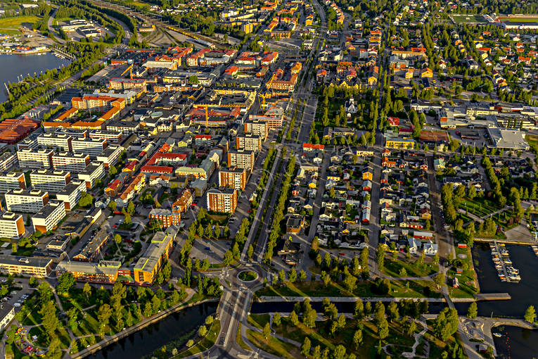 centrum, drönarbilder, drönarfoto, flygbild, flygbilder, Flygfoto, flygfoton, Landskap, Norrbotten, Piteå, samhällen, sommar