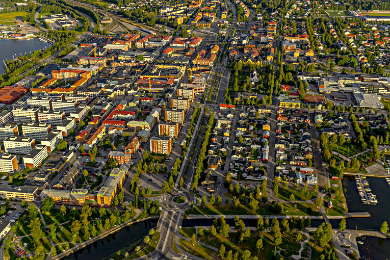 Piteå centrum Flygfoto centrum, drönarbilder, drönarfoto, flygbild, flygbilder, Flygfoto, flygfoton, Landskap, Norrbotten, Piteå, samhällen, sommar