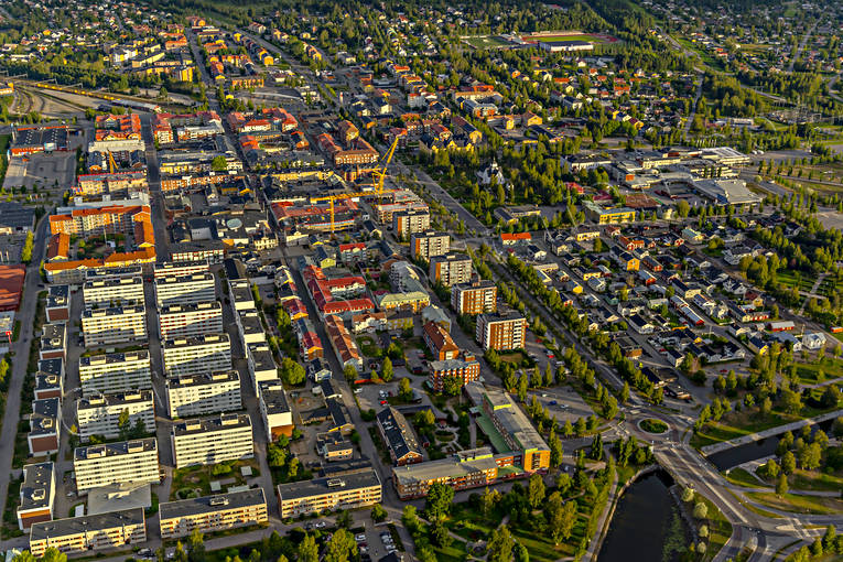 Piteå centrum Flygfoto centrum, drönarbilder, drönarfoto, flygbild, flygbilder, Flygfoto, flygfoton, Landskap, Norrbotten, Piteå, samhällen, sommar