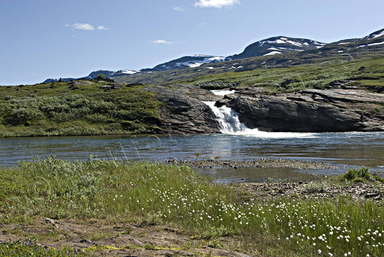 Pållaurjåkkå i Padjelanta fall, Landskap, lappland, nationalpark, Padjelanta, sommar, vattenfall