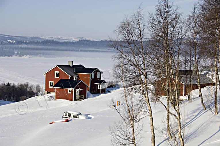 byggnader, fjällbostad, fjällägenhet, hus, Jämtland, Raukasjö, Raukasjön, vildmark, vinter, ödemark, ödsligt