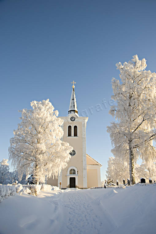 björkar, byggnader, frostigt, julstämning, Jämtland, kallt, kyla, kyrka, kyrkor, Revsund, Revsunds, snö, stämning, stämningsbild, stämningsbilder, vinter, årstid, årstider