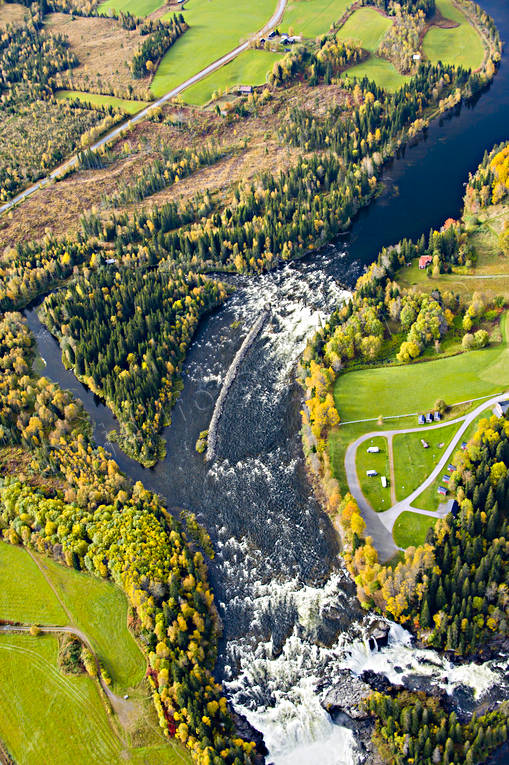 Ristafallet i Åreälven drönarbilder, drönarfoto, flygbild, flygbilder, Flygfoto, flygfoton, höst, Jämtland, Ristafallet, vattendrag, Åreälven, älvar