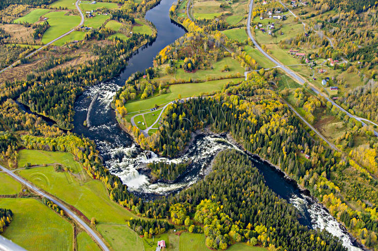 Ristafallet i Åreälven drönarbilder, drönarfoto, flygbild, flygbilder, Flygfoto, flygfoton, höst, Jämtland, Ristafallet, vattendrag, Åreälven, älvar