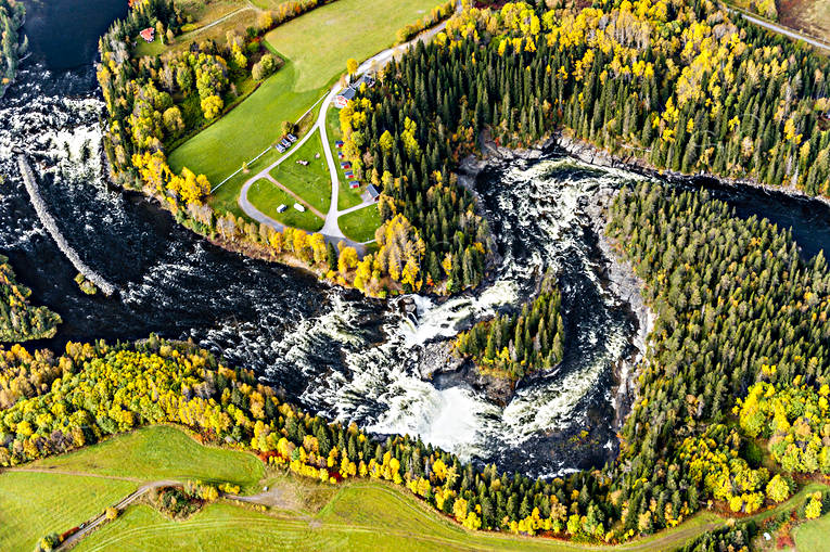 Ristafallet i Åreälven drönarbilder, drönarfoto, FJÄLLEN, flygbild, flygbilder, Flygfoto, flygfoton, höst, Jämtland, Ristafallet, vattendrag, Åreälven, älvar