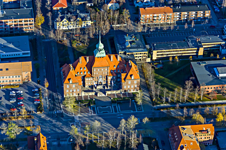Rådhuset Östersund centrum, drönarbilder, drönarfoto, flygbild, flygbilder, Flygfoto, flygfoton, höst, Jämtland, Rådhuset, städer, Östersund