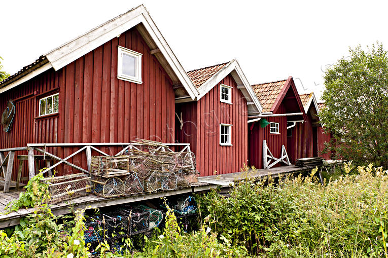 anläggningar, arbete, Bohuslän, fiskebodar, Fiskebäckskil, fångstredskap, hav, kust, stugor, yrkesfiske
