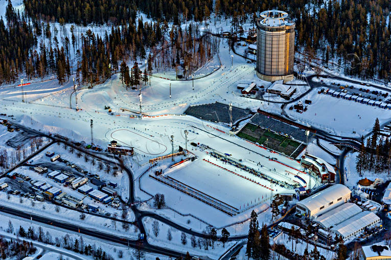 Skidstadion Östersund Flygfoto Arctura, arena, drönarbilder, drönarfoto, flygbild, flygbilder, Flygfoto, flygfoton, Jämtland, skidanläggning, skidbackar, skidort, skidskytte, Skidstadion, städer, tävlingsarena, vinter, VM 2008, Östersund