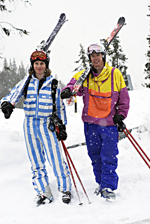 fritid, overall, par, pojkar, retro, skidor, skidåkare, skidåkning, sport, utförsåkning, vinter