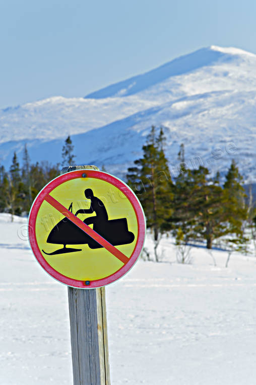 fjll, Jmtland, kommunikationer, landfart, Landskap, skoter, skoterfrbud, skylt, snskoter, vinter