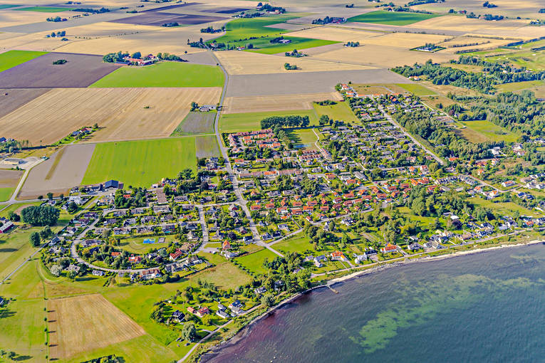 Skånes sydkust Flygfoto Abbekås, drönarbilder, drönarfoto, flygbild, flygbilder, Flygfoto, flygfoton, Landskap, samhällen, Skåne, Skånes sydkust, sommar