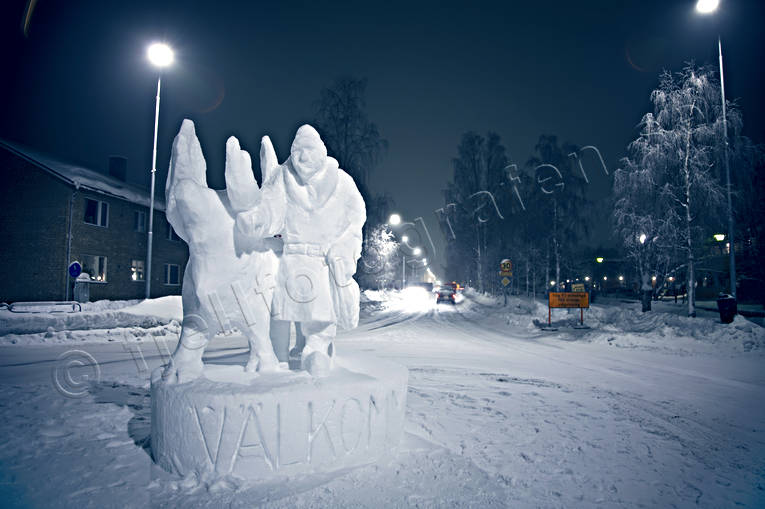 byggnader, Jokkmokk, lappland, nattbild, ren, same, samhllen, snskulptur, vintermarknad, viunterbild