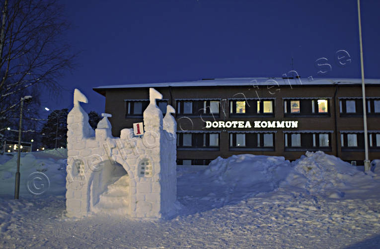 Dorotea, kommun, kommunhus, lappland, samhälle, samhällen, skulptur, snöskulptur