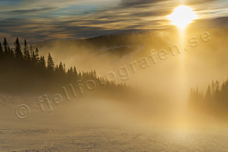 dimma, Jmtland, Landskap, moln, skidbacke, sol, solnedgng, vinter