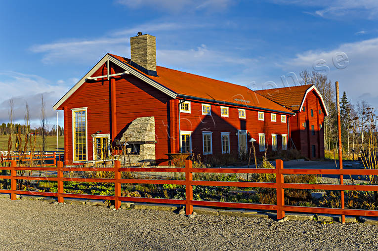 Stall Fäviken anläggningar, byggnader, byggnationer, Fäviken, gårdar, hus, Jämtland, röd, stall, timrad