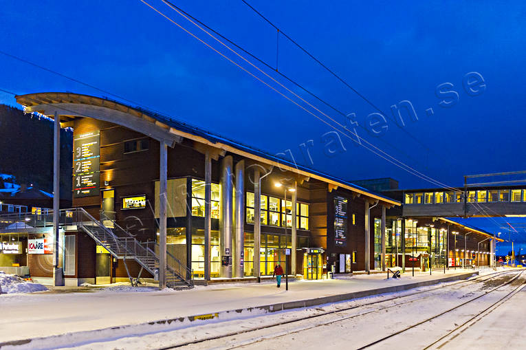 Station Åre anläggningar, byggnader, fatighet, hus, Jämtland, järnväg, kommunikationer, kväll, Station Åre, vinter, Åre