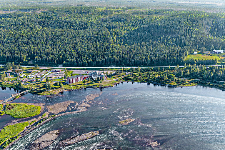 Storforsen i Piteälven anläggningar, drönarbilder, drönarfoto, fall, flygbild, flygbilder, Flygfoto, flygfoton, fors, forsar, hotell, Landskap, Norrbotten, Piteälven, Sevärdheter, Storforsen, turistattraktion, Varjisån, vattenfall