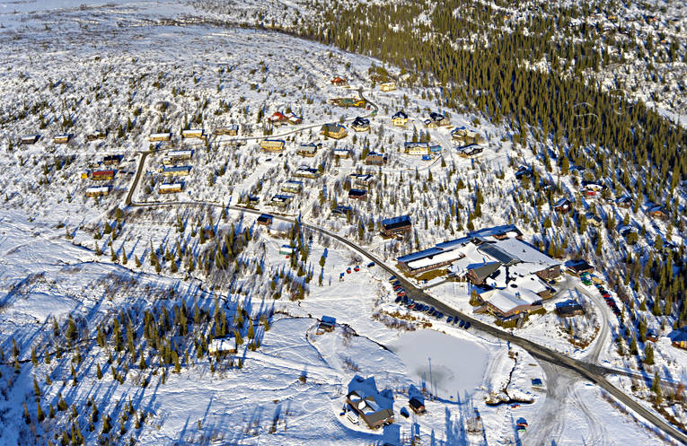 Storhågna Fjällby anläggningar, Dalvallen, drönarbilder, drönarfoto, flygbild, flygbilder, Flygfoto, flygfoton, hotell, Jämtland, skidanläggning, Storhogna, Storhågna, vinter