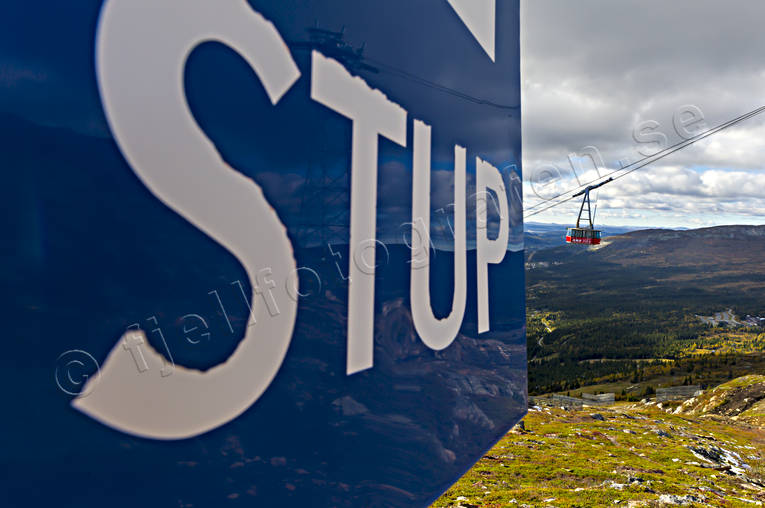 Stup Åreskutan anläggningar, brant, höst, Jämtland, kabinbana, Landskap, skylt, stup