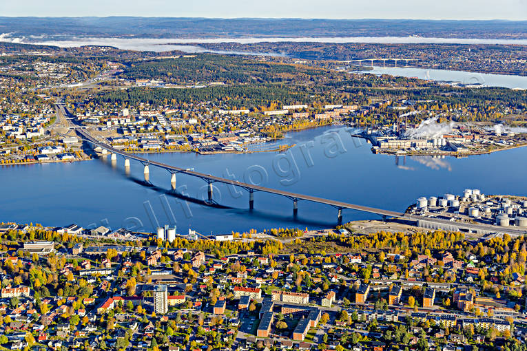 Sundsvallsbron Flygfoto bro, drönarbilder, drönarfoto, flygbild, flygbilder, Flygfoto, flygfoton, höst, Medelpad, städer, Sundsvall, Sundsvallsbron