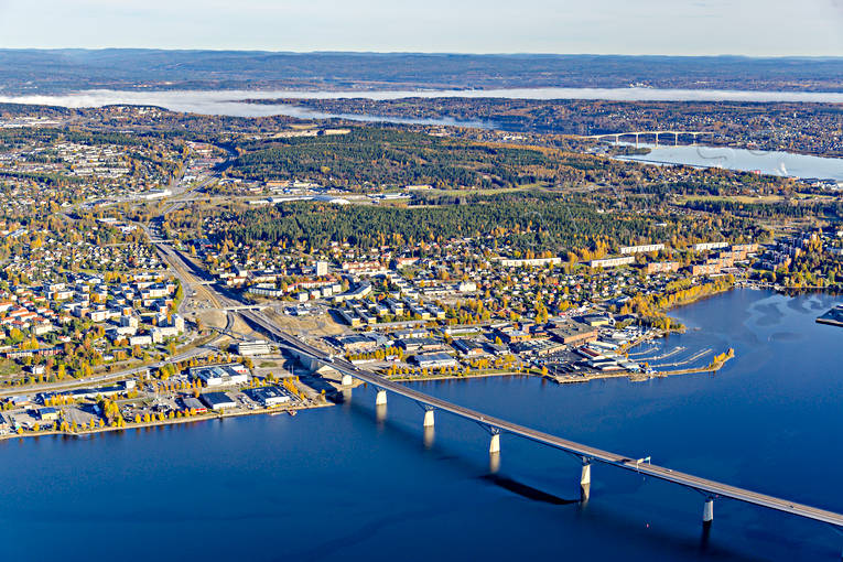 Sundsvallsbron Flygfoto bro, drönarbilder, drönarfoto, flygbild, flygbilder, Flygfoto, flygfoton, höst, Medelpad, städer, Sundsvall, Sundsvallsbron