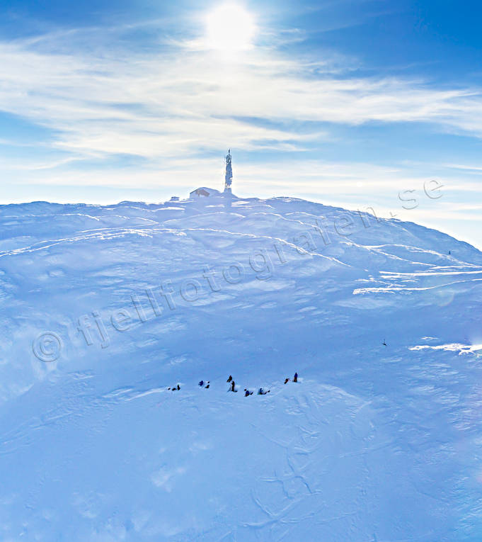 Toppen av Åreskutan drönarbilder, drönarfoto, fjälltopp, flygbild, flygbilder, Flygfoto, flygfoton, Jämtland, Landskap, lavinkunskap, mast, radiolänk, radiomast, toppen, Toppstugan, vinter, Åreskutan