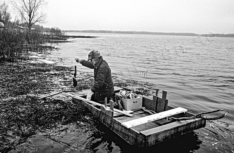 Valdemar Bergstrand med bisamfälla bergstrand, bisam, bisamfångst, fångst, jakt, trappern, trappern Bergstrand