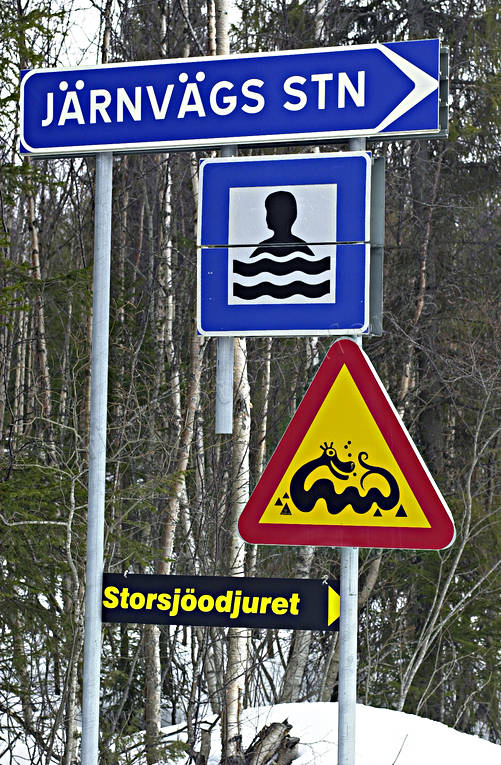 anläggningar, Jämtland, kultur, storsjöodjuret, varning, varningsskylt