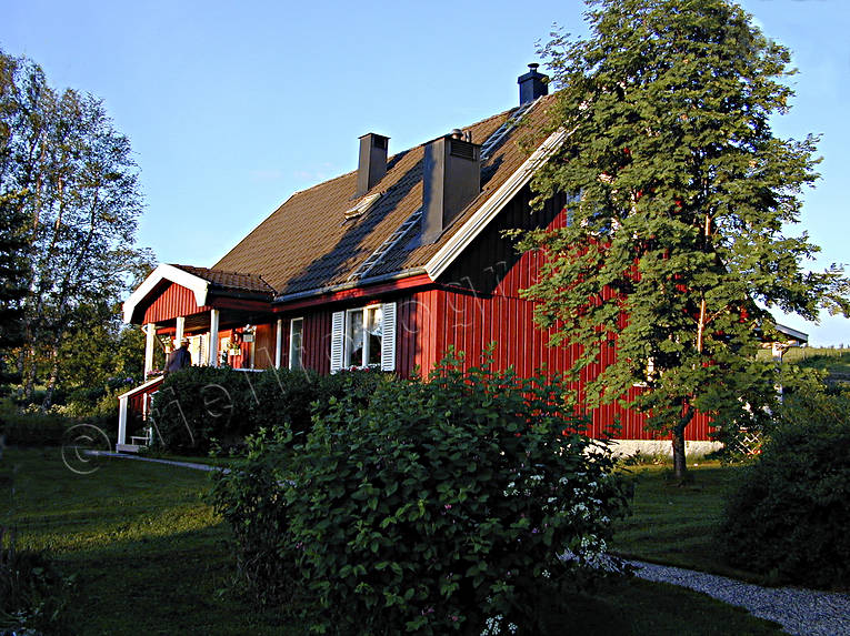 Villa i morgonsol hus, Jämtland, morgonsol, sommar, stuga, stugor, Villa